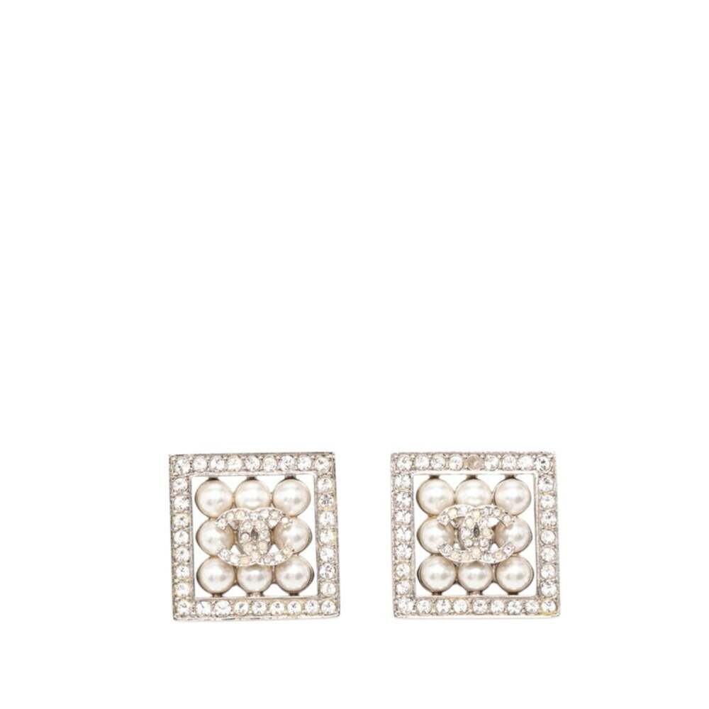 Chanel Cc Logo Stud Earrings Silver- #276056C12B
